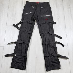 Tripp NYC Super Strap Black Goth Grunge Pants Chain Zippers Size 26 Rave
